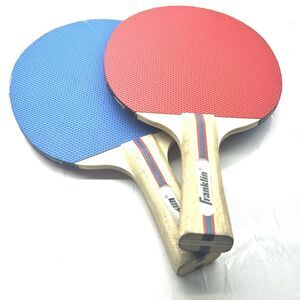 Franklin Ping-Pong 2 Racket Set w/ Box - Wooden Handles - Blue & Red